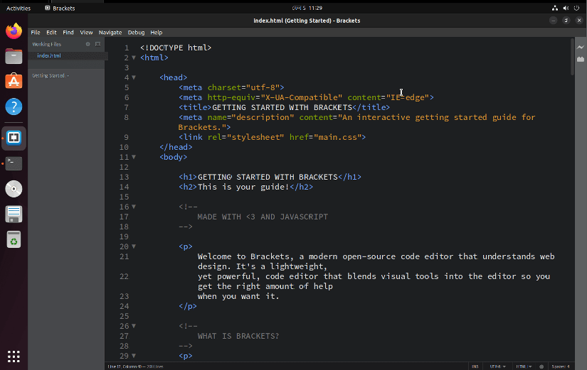 Bracketes text editor in linux