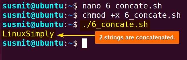 Two strings are concatenated.