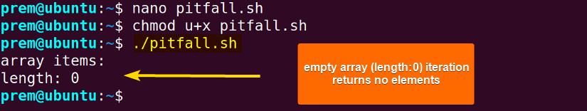 bash foreach array pitfall