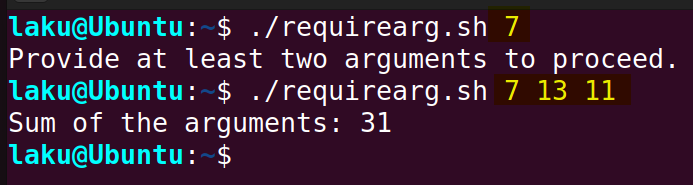 Checking if required number of arguments provided in Bash script