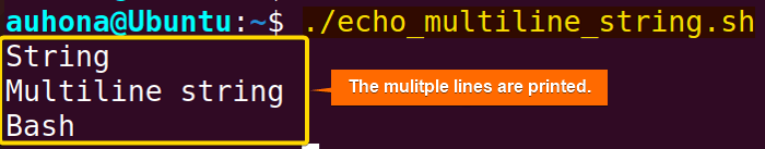Echos the multiple lines using heredoc.