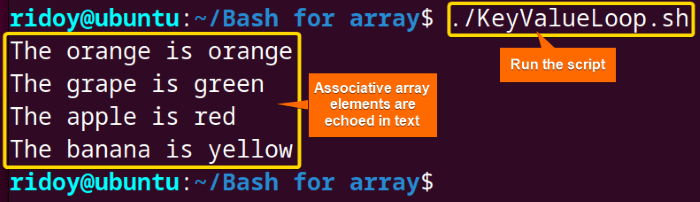 key-value pairs of an associative array are echoed