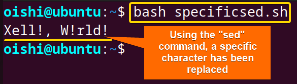 Replace the specific character using the sed command 