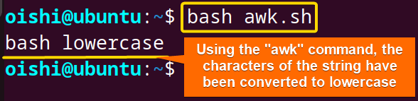 Using the awk command convert a string to lowercase