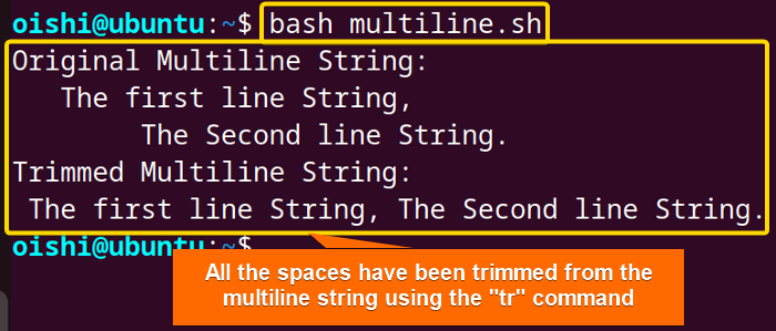 Trim space from a multiline string