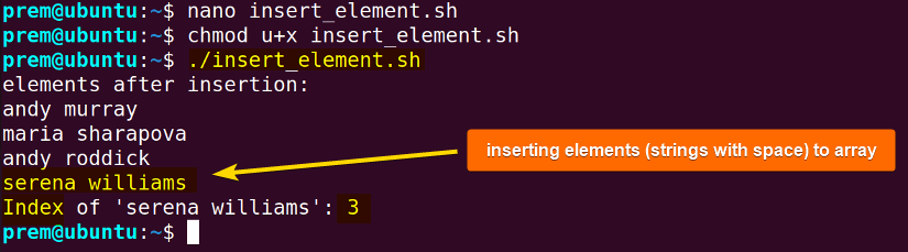 insert element to array