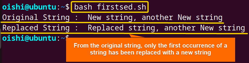 Replace the first occurrence of a string in bash 