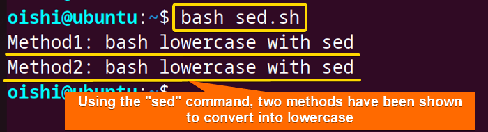 Using the sed command convert characters to lowercase in bash 