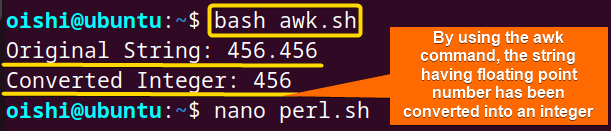 Converted a string into integer in bash 