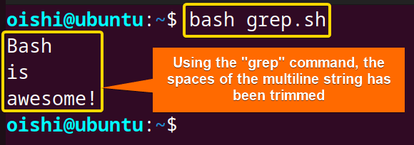 Trim string in bash using grep command