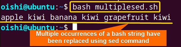 Replace multiple occurrences using sed command in bash 