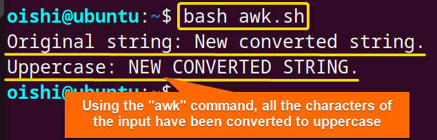Converting the bash string to uppercase