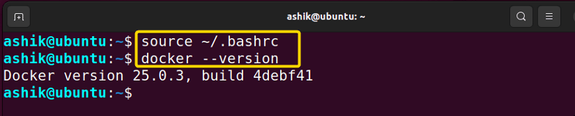 executing bashrc file with source command