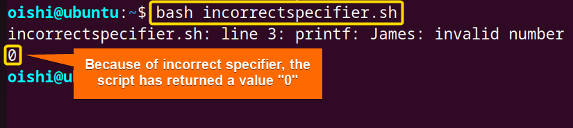 Incorrect format specifier 