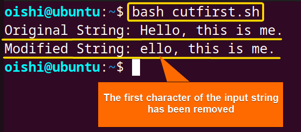 Removing first character using cut command
