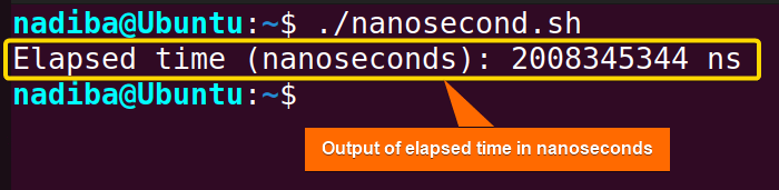 Calculate elapsed time using in nanoseconds in Bash