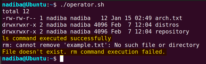 Checking if a command succeeds or fails using logical AND (&&) and logical OR (||) operator in Bash