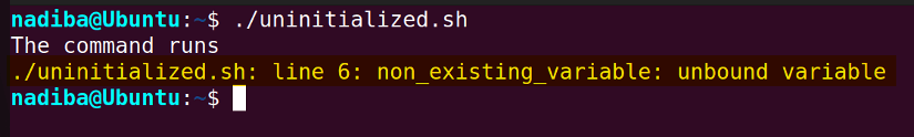 Exit script using set -u option when found an uninitialized variable in Bash