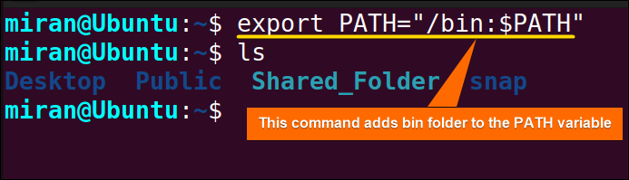 Test the exported command in path variable-1