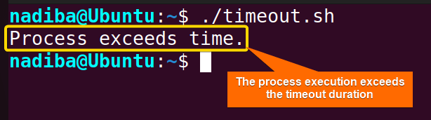 The process execution exceeds the timeout duration