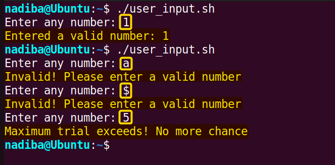 Validating user inputs using 'until' loop