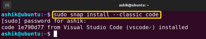 installing VSCode in Ubuntu