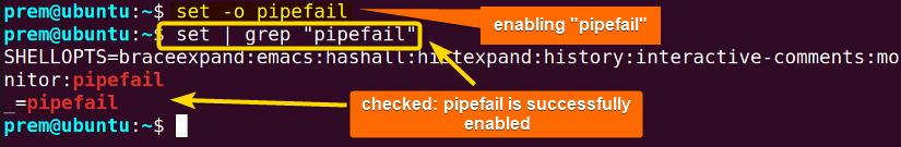 set and check pipefail