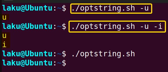 Option string in getopts