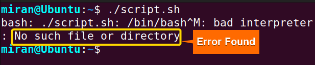 bin bash m bad interpreter No such file or directory error in command line