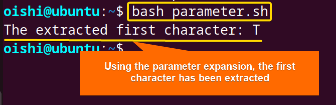 Get the first character using parameter expansion