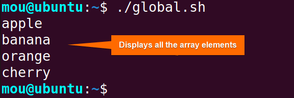 returns array elements from function using global variable