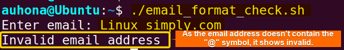 Check the format of email address using Bash regex.