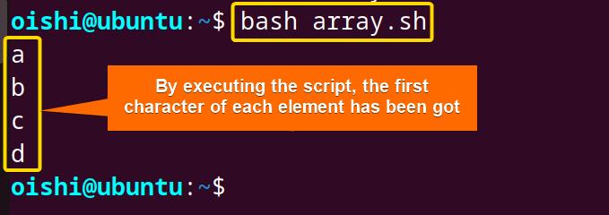 Extracting the first character of each element of an array