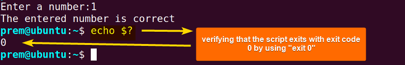 verifying exit 0 after execution