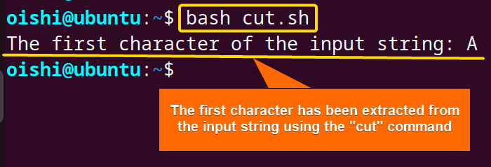 Using cut command to get the first character 