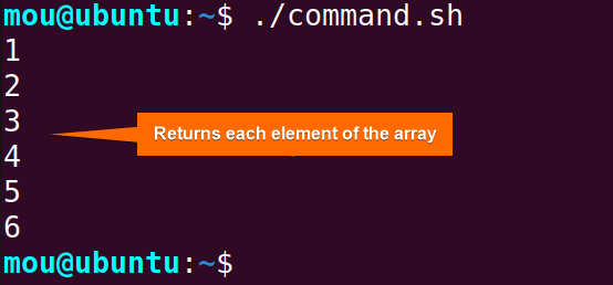 returns array elements from function using command substitution