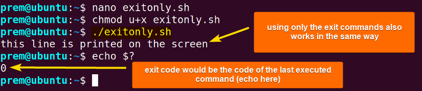 terminate scripts with only exit 