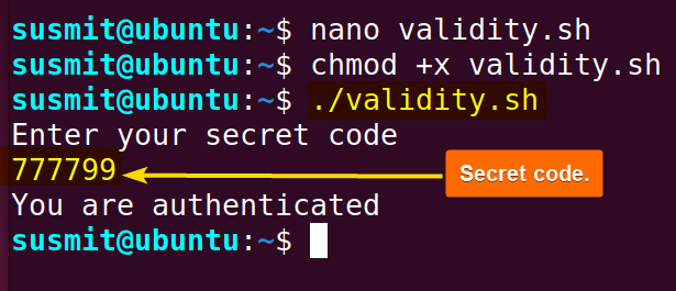 The bash script checked user validity.