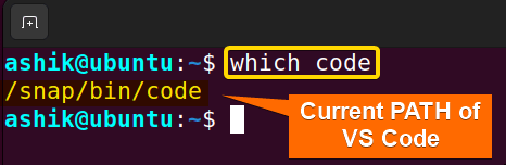 running which code command