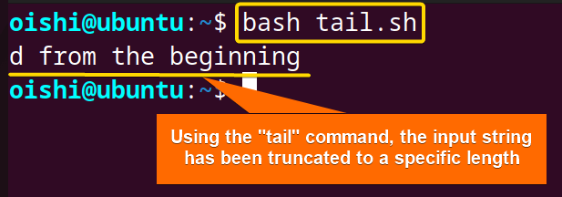 Truncate string using tail command