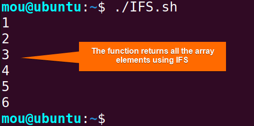 returns array elements from function using IFS
