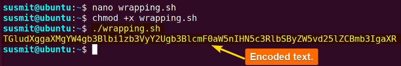 encoded text without line beak with base64 in Bash.