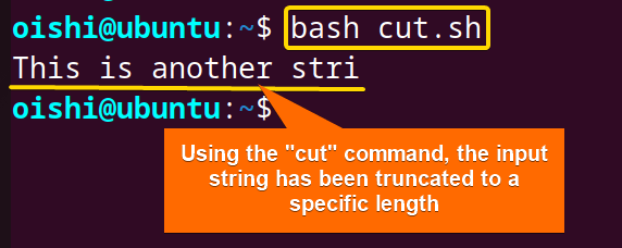 Using cut command, truncate string