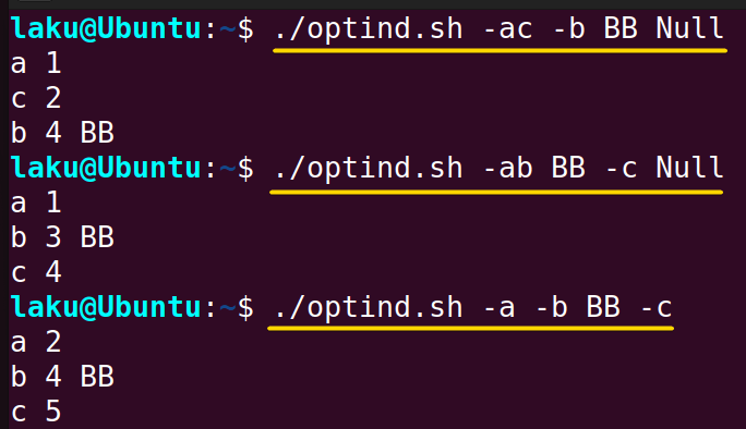 OPTIND variable of getopts in Bash