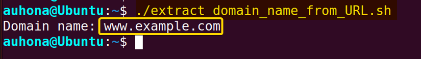 Extract domain name from URL using REgex in Bash.