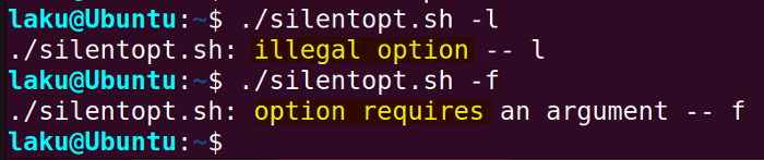 Default error handling mode of getopts in Bash