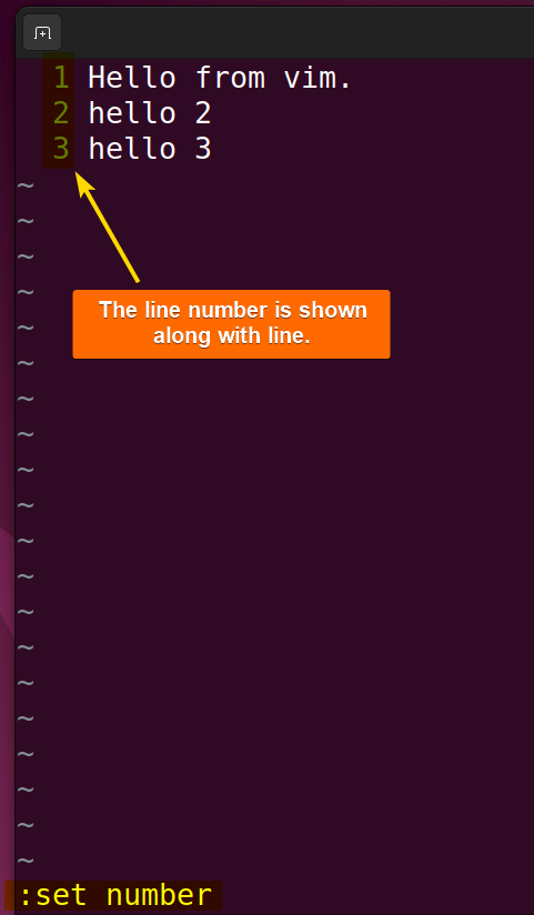 Showing line numbers in Vim.