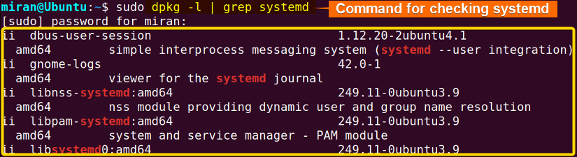 Checking the presence of the “systemctl” Package