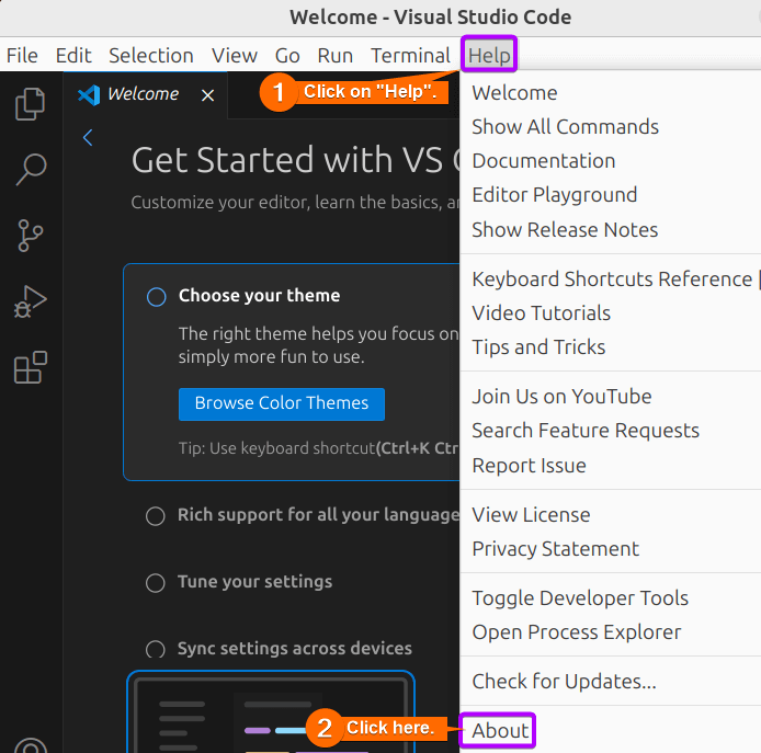 To check the version, navigate to Help>About in the VSCode IDE.