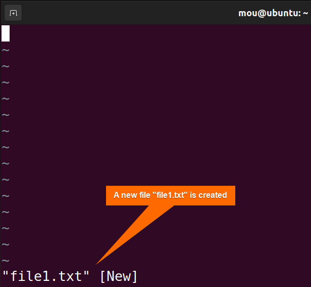 creating a file in vim.